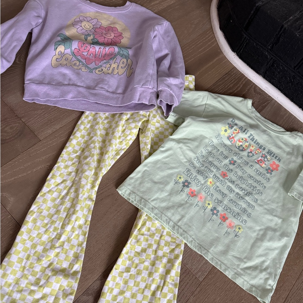 Floral Kids Set - Purple and Green